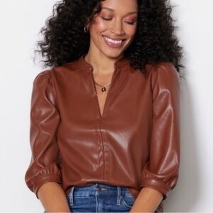 Evereve Faux Leather Top, NWOT, XS